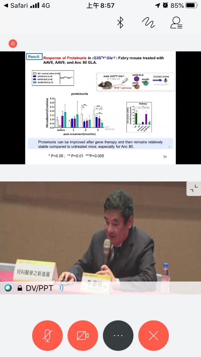2020中華醫學會COVID19改成線上會議，牛道明醫師(Dau-Ming Niu ; Niu DM) 報告法布瑞氏症(Fabry disease)的新發現及展望