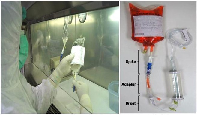 Sterile product preparations and Closed System Transfer Device (CSTD) for chemotherapy intravenous solution (spike, adapter, and IV set)