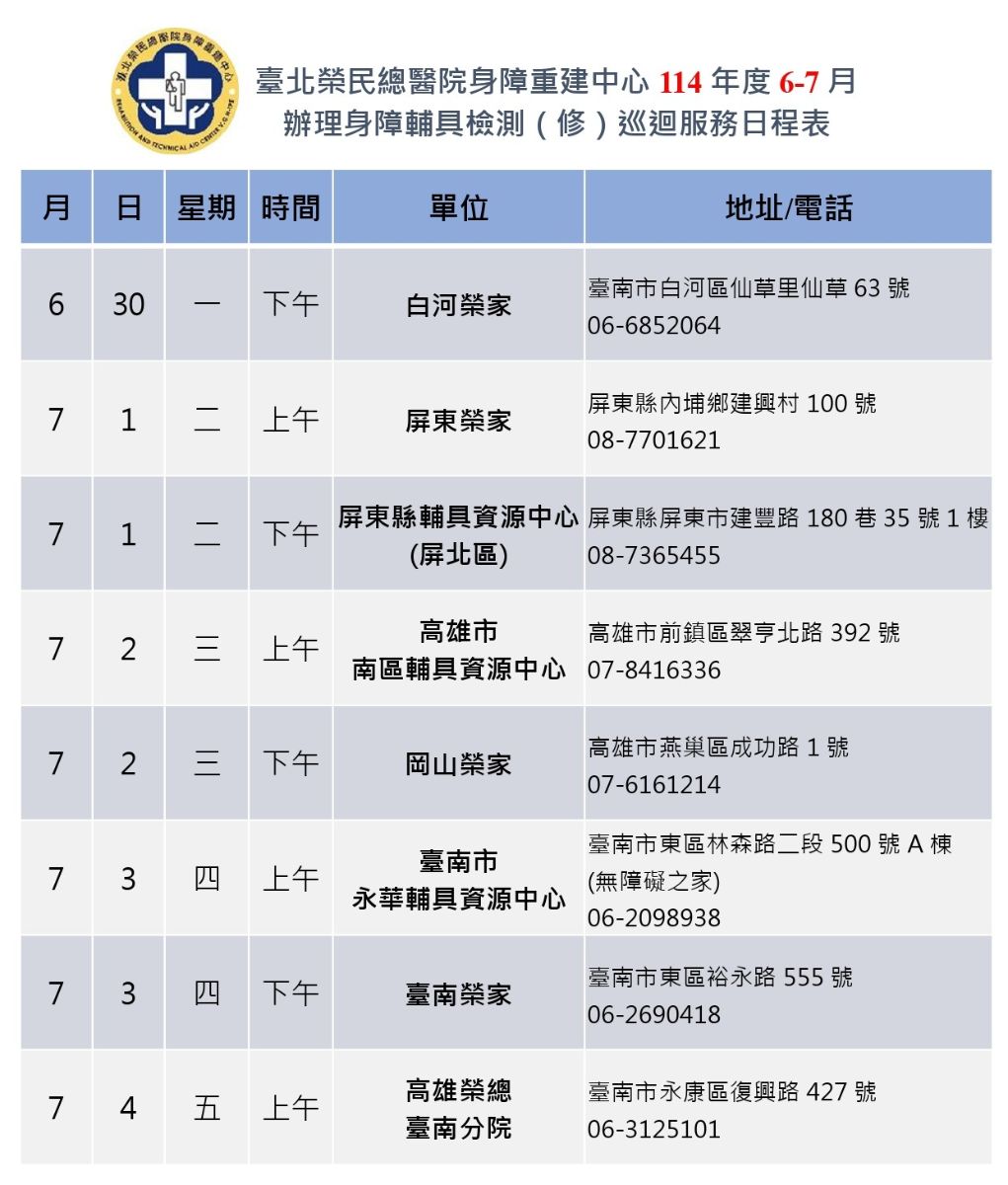 1140630-0704巡迴服務行程表